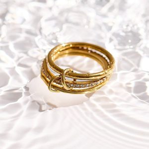 Stacked Linked Crystal Band Ring