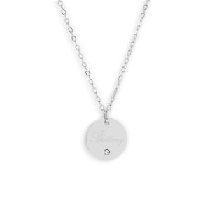Custom/Personalized Round Pendant Necklace w/ Gemstone