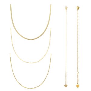 Fine Lines Bundle: 5 Piece Necklace and Bracelet Bundle